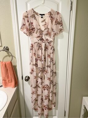 Forever 21 Pink Floral High-Low Kimono